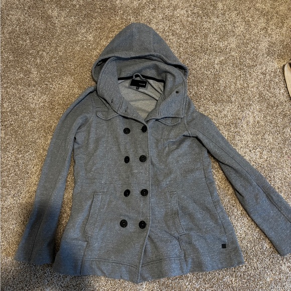 Hurley Gray Hooded Peacoat Sz Large - Picture 1 of 5